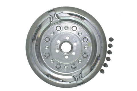 Direct Fit Clutch Flywheel For 2009 To 2010 Volkswagen Jetta L4 2.0L showing metallic surface and bolt holes, ready for installation.