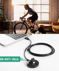 Ant Plus USB Dongle For Indoor Cycling Data Transmission Plug And Play with laptop and cyclist on trainer setup