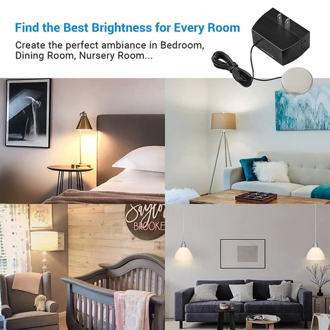 Touch Dimmer Switch With 3 Level Dimming, Easy Tap Pad Control For Dimmable LED CFL And Incandescent Bulbs, Inline Dimmer With 8 Ft Extension Cord, Anti Slip Pad, ETL Listed, Black