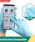 Blue Disposable Nitrile Gloves For Kitchen Cooking And BBQ, 100 Percent Food Safe, Powder Free, using a smartphone for selection.
