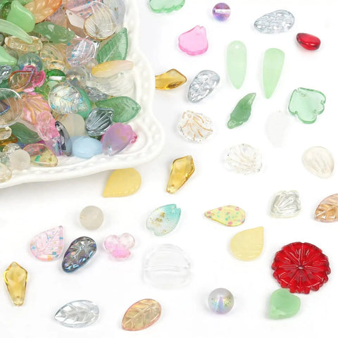 Handcrafted Lampwork Glass Beads Mixed Leaf And Floral Millefiori Spacer For Jewelry Making Hairpin Diy Craft Supply 42G Pack Add Some Style To Your Creations Super Sparkly And Easy To String