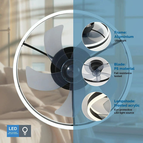 Smart 20 Inch Ceiling Fan With Lights Compatible With Alexa And Google Assistant, Low Profile Ceiling Fan With Remote And App Control