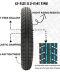 12.5 By 2.25 Inch Tire And Inner Tube Set For Dirt Bikes And Electric Scooters, Replacement Tires For Kids Bikes And Mini Motor Bikes, Compatible With 12.5 X 2.25 Wheels On Dirt Rockets And Pocket Mod Style Rides. black rubber tire with water-evacuation tread
