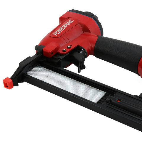 18 Gauge Straight Strip Brad Nailer That Works Like A True Straight Shooter For Fast Finish Carpentry shows loaded brad strip.