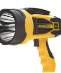 Rechargeable 2200 Lumen Lithium Ion Ultra Bright LED Spotlight Flashlight With USB Power Charger, shown with trigger lock