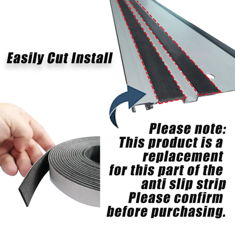 Slip Resistant Guide Rail Strip Replacement For Festool Rails Self Adhesive Anti Skid Bar 220 Inch Long Black Durable