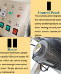 Dinenovate Automatic Heat Shrink Labeling Machine For Pvc Pp Pof Films Durable Stainless Steel Body showing control panel and motor.
