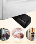 Four Pack Built Tough Heavy Duty Door Stoppers Zinc Alloy Wall Protector with non-slip surface wedge shown in use