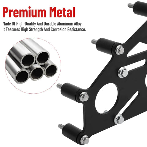 Beefy Heavy Duty Billet Aluminum Engine Stand Adapter Plate Mount Bracket For V8 And V6 Engines Built Tough For Rebuilds And Maintenance Fits Duramax Five Point Three Liter Six Point Zero Liter And Four Point Eight Liter Blocks black aluminum alloy engine stand adapter plate
