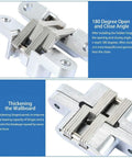 Pair Of Three And Three Quarters Inch Hidden Gate Hinge In Stainless Steel With Concealed Barrel And Satin Silver Finish for flush mount