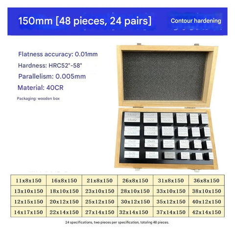 Heavy Duty Alloy Steel Parallel Blocks 24 Pair Cnc Milling Gauge Set Delivering Nitty Gritty Accuracy And Rock Solid Grip Perfect For Table Saws And Woodworking Routers in a wooden box.