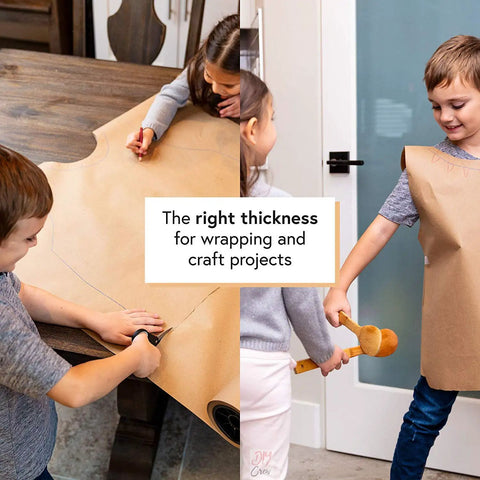Kids crafting with Straight Up Premium Brown Kraft Paper Roll Hella Thick For Rustic Gift Wrapping And Diy Crafts Large Thirty Inches Wide By One Hundred Fifty Feet Long Made In Usa Knockout Value Pack.