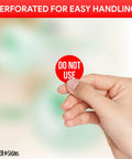 High Visibility Do Not Use Sticker Roll 1.5 Inch Diameter 500 Pack For Warehouse Safety And Equipment Maintenance Out Of Service Label Roll For Inventory Control, red perforated label