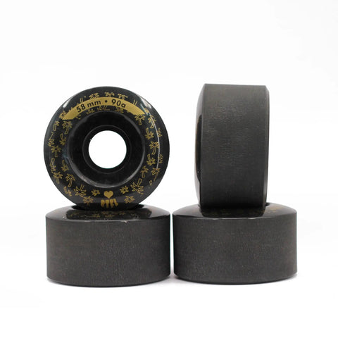 Outdoor Roller Skate Wheels 32mm By 58mm 90A Black Eight Pack Built For Park Ramps Street Bowls And Outdoor Cruising shown stacked