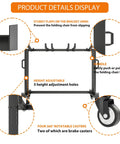 One Stop Folding Chair And Table Storage Cart With Rolling Wheels Holds 42 Chairs And 12 Tables Includes Rain Cover And Bungee Cords Perfect For Schools Banquets And Community Centers showing detailed bracket arms and rotatable casters