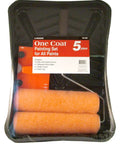 Straight Up Nine Inch One Coat Paint Roller And Tray Set With Wheeled Edger And Two Three Eighths Nap Covers With Heavy Duty Frame and Mess Free Pan For Quick DIY Wall Jobs That Look Damn Good in packaging.