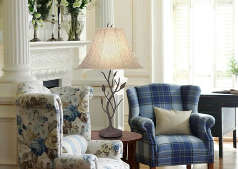 3-Way One Light Hand Forged Iron Table Lamp With Matte Black Finish 33 Inch Tall shown on a living room side table