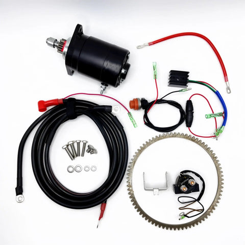 Electric Start Kit For 2 Stroke 25HP And 30HP Outboards Plug And Play Starter Motor Relay Charge Coil Switch Gear with Gear Ring