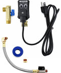 Automatic Timed Condensate Drain Valve Programmable Electric Air Drain for Compressor Tanks, includes hose, elbow, and sealing tape.