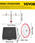 Image of Adjustable Hole Saw Cutter Kit Pro Grade Heavy Duty Set for Recessed Lights and Ceiling Speakers with dimensions.