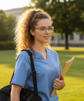 Woman wearing 12 Pack Anti Fog Safety Glasses Goggles Protective Eyewear Clear Lenses With Scratch Resistant Frames in park