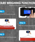 Demonstrating tare function of 1000Kg Heavy Duty Crane Scale with Backlit LCD Digital Hanging Scale for industrial use.