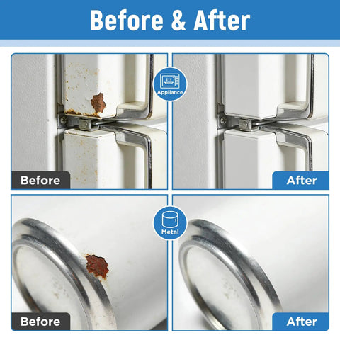 White Acrylic Touch Up Paint Pen Brings Slick High Gloss Shine For Knocking Out Scratches On Cabinets Wood Walls Doors Metal Appliances And Furniture Smooth As Butter. Before and after comparison on a refrigerator and metal can.