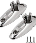 Premium 2 Pack Bimini Top Quick Release Hinge With 316 Stainless Steel Deck Mount, glossy finish, includes four screws.