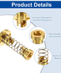 Tr8x4 POM Anti Backlash Spring Loaded Nut 4 Pack Elimination Gap Nut with Acme Thread in gold, showing corrosion resistance and construction details.