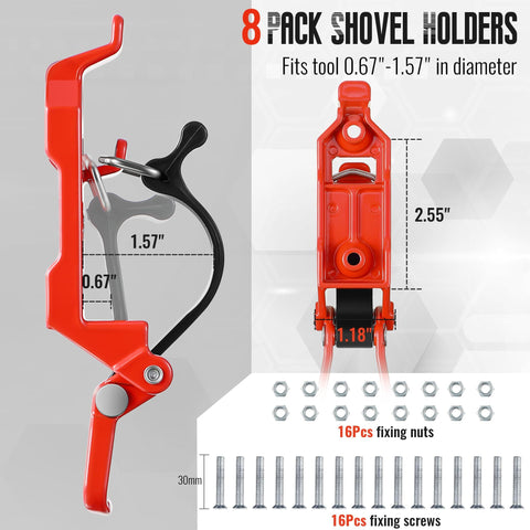 8 Piece Shovel Holder Kit For Trucks And Roof Racks Heavy Duty Quick Release Axe Holder Mount with nuts and screws