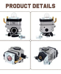 Four views of FG100 GX31 Carburetor Drop In Replacement For Honda FG100 Tiller GX22 GX31 Engine With Primer Bulb Kit
