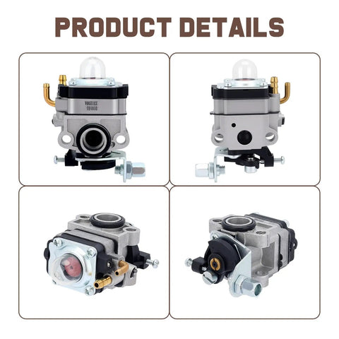 Four views of FG100 GX31 Carburetor Drop In Replacement For Honda FG100 Tiller GX22 GX31 Engine With Primer Bulb Kit