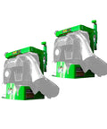 Two Pack Xtreme Pro Series Backpack Leaf Blower BPS100 For Easy Yard Cleanup with ergonomic harness, green design.