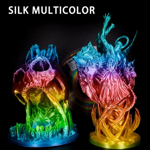 Top Tier Silk PLA Filament Multicolor Rainbow 3D Printer Material 1.75mm 1kg Spool With Seamless Color Shifting And Smooth As Butter Extrusion For Seriously Dope Creations