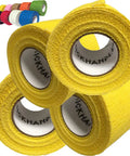 Heavy Duty Drumstick Grip Tape Yellow Four Pack, 1 1/2 inch cotton gauze tape rolls for enhanced stick control.