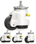 Close-up of Heavy Duty Retractable Leveling Casters Set Of 4 With Ratchet Handle No Sweat Height Adjust Dual One Half Inch M12 Stems.