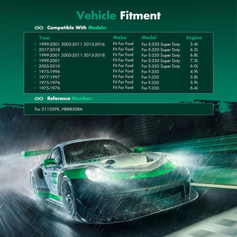 Chart showing vehicle fitment for drive shaft center support bearing with sports car image below.