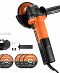 4 1/2 Inch Angle Grinder 850W 11,000 RPM High Torque Electric Grinder With Auxiliary Handle And 5 Wheel Attachments For Metal Cutting