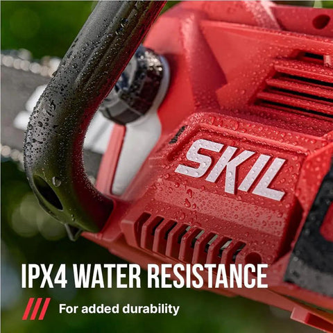 No Fuss 40v Cordless Chainsaw With Brushless Motor And Auto Lubrication Features Tool Free Adjustment with IPX4 water resistance.