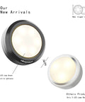 Comparison of new and old LED puck lights with 6 and 3 lamp beads, showing Puck Lights With Remote Control LED Under Cabinet Lighting Battery Operated Dimmable Closet Lights Stick On 6 Pack Easy Wireless Install For Cabinets Counter Pantry Or Closet Bright Even Light.