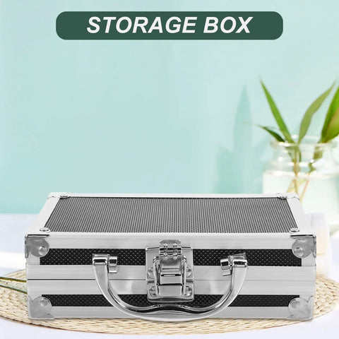 Heavy Duty Metal Briefcase Toolbox With Rugged Handle And Smart Compartments Built Solid For On The Go Handymen Fixing Cars Or Stashing Daily Gear on a table.