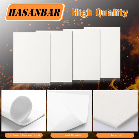 Hasanbar 4-pack white ceramic fiber gasket paper sheets, high-temp insulation, 7x10x1/8 in, front view
