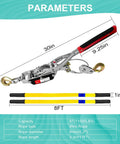 5 Ton Beefed Up Come Along Winch With 11 Foot Steel Cable Three Hooks Heavy Duty Hand Winch Dual Gear System With Two 1X8 Foot Lifting Slings Automotive Hoist Cable Puller For Vehicle Rescue parameters with dimensions and specifications