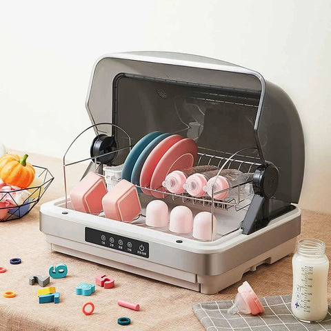 Savage Clean 42L Portable Desktop Tableware Sanitizer Cabinet With Four Speed UV Drying And Hot Air Cycle For Kitchen Countertop, open view.