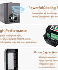 Beefy 1.5KW 2HP 110V AC VFD Converter Single To 3 Phase Inverter displaying cooling fan and capacitors in detail