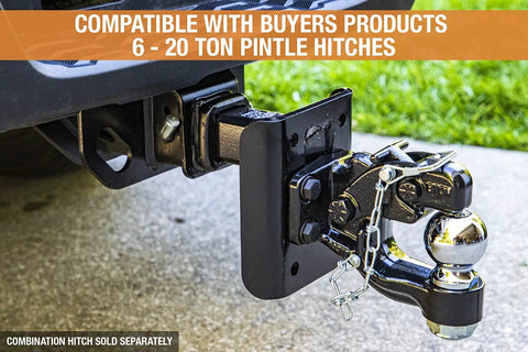 Three Position Adjustable Pintle Hook Mount Hitch For 2 Inch Trucks attached to vehicle with ball hitch