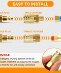 Brass Quick Connect Hose Fittings Set For Air Compressors, 14 Piece Copper Plated One Quarter Inch Quick Connects installation guide