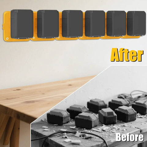 Six Pack Battery Mount Holder for Dewalt 20V 60V Batteries Wall Mount Shelf Van Toolbox Storage Compatible with DCB200 DCB203 DCB206