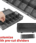 Clear Small Parts Organizer Box With 4 By 12 Compartments, Removable Dividers shown customized for crafts and DIY use.