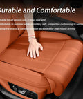 Ultimate Car Seat Leg Extender Cushion For Mini Cooper Se Convertible Jcw Electric Drives Adds Cool Ventilated Support Pad on tan leather seat.